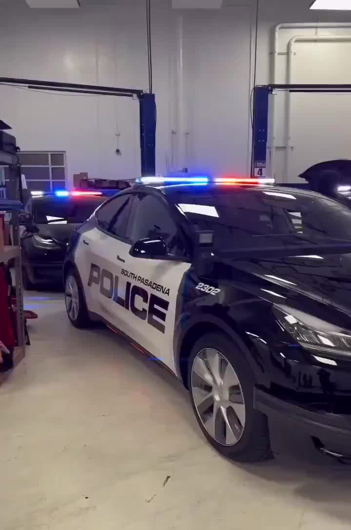A Tesla Fleet getting ready for police patrol in South Pasadena California
