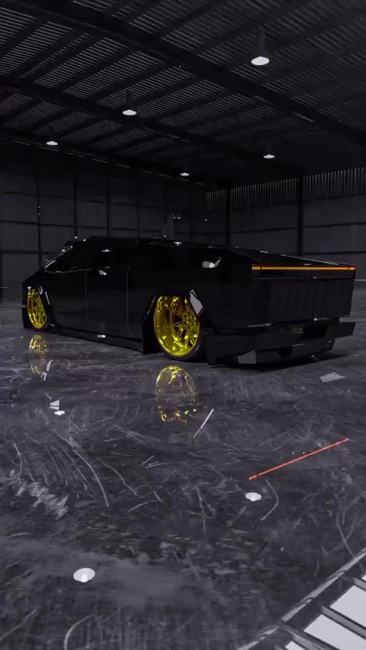 Black Tesla Cybertruck with Golden Wheels Better than any luxury cars