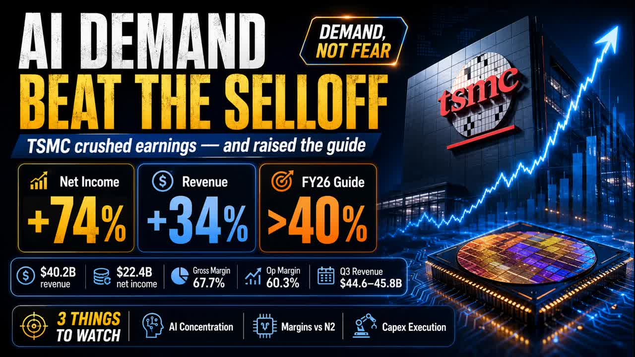 Every Line Beat — and TSMC Raised the Guide to 40%+