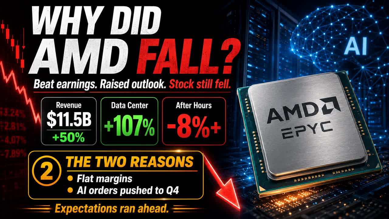 AMD業績超預期並上調指引，爲何股價卻下跌8%？兩大原因