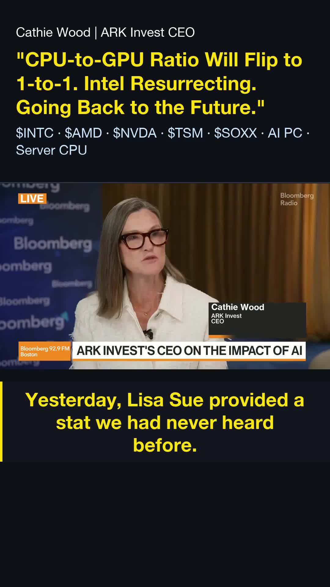 Lisa Su and Cathie Wood on AI's CPU Revival: Going Back to the Future