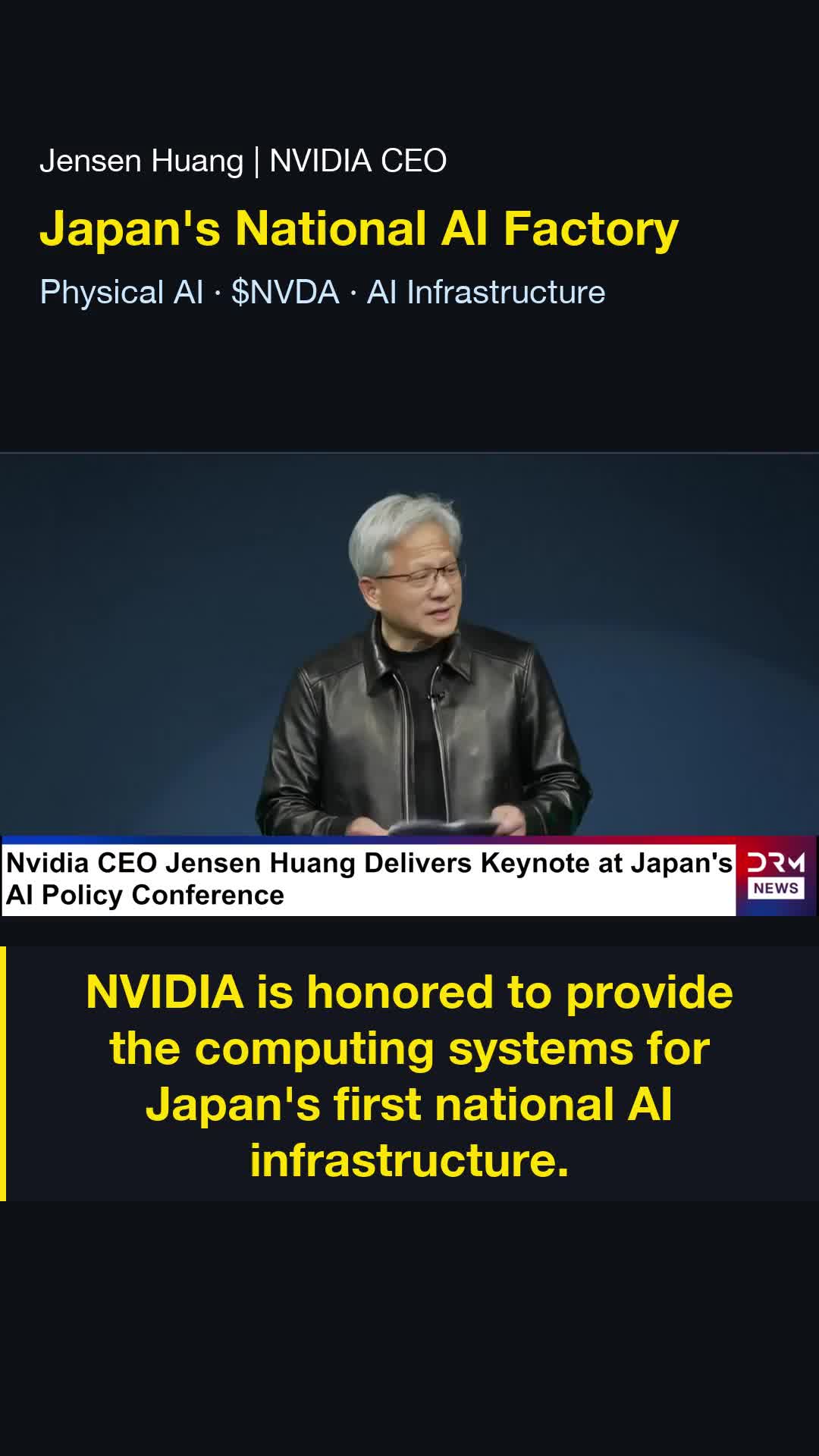 Jensen Huang: NVIDIA Will Power Japan’s National AI Factory — 27,500 Rubin GPUs Head to Japan