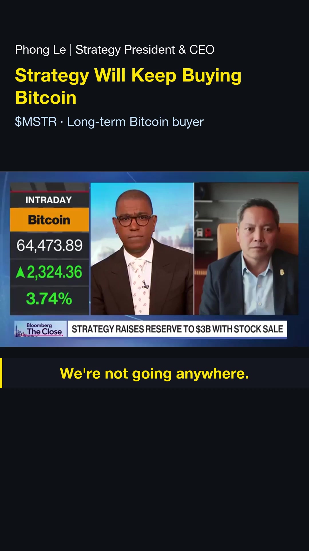 MSTR Aims to Stay Bitcoin's Largest Buyer, Says CEO